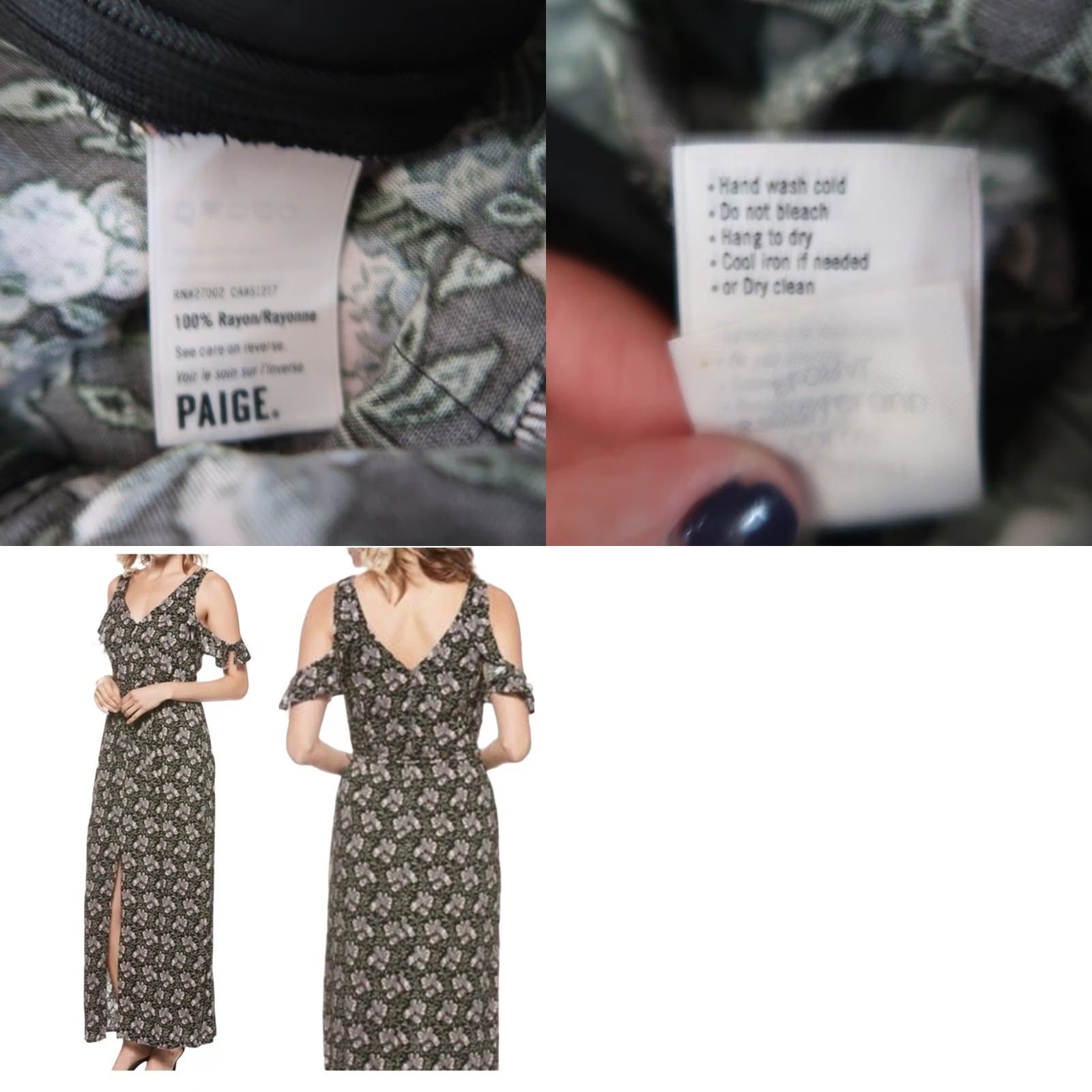 Paige VINTAGE Paige Lystra black floral print cold shoulder maxi dress? Size S / US 4 / IT 40 - 8 Thumbnail