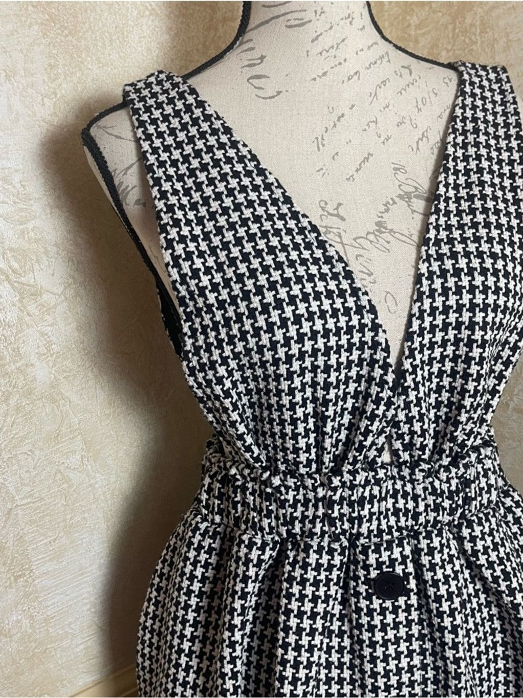 Other Miou Muse Houndstooth Wool blend Tweed Deep V Mini Dress V L Size L / US 10 / IT 46 - 5 Thumbnail