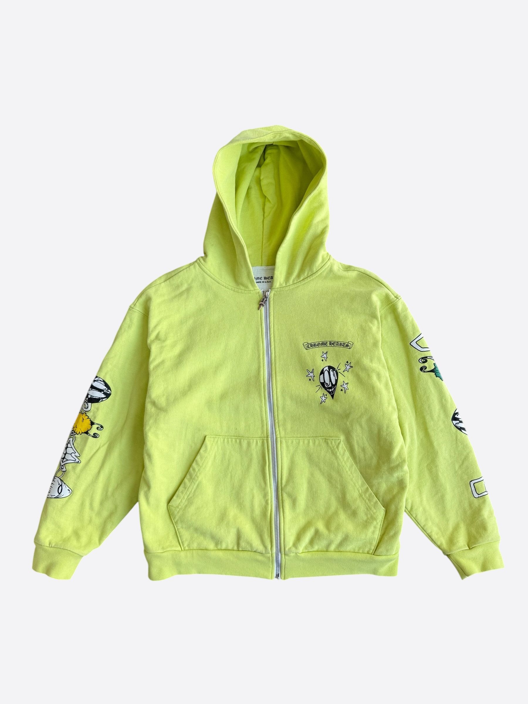 Chrome Hearts Chrome Hearts Matty Boy Neon Yellow Zip Up Hoodie