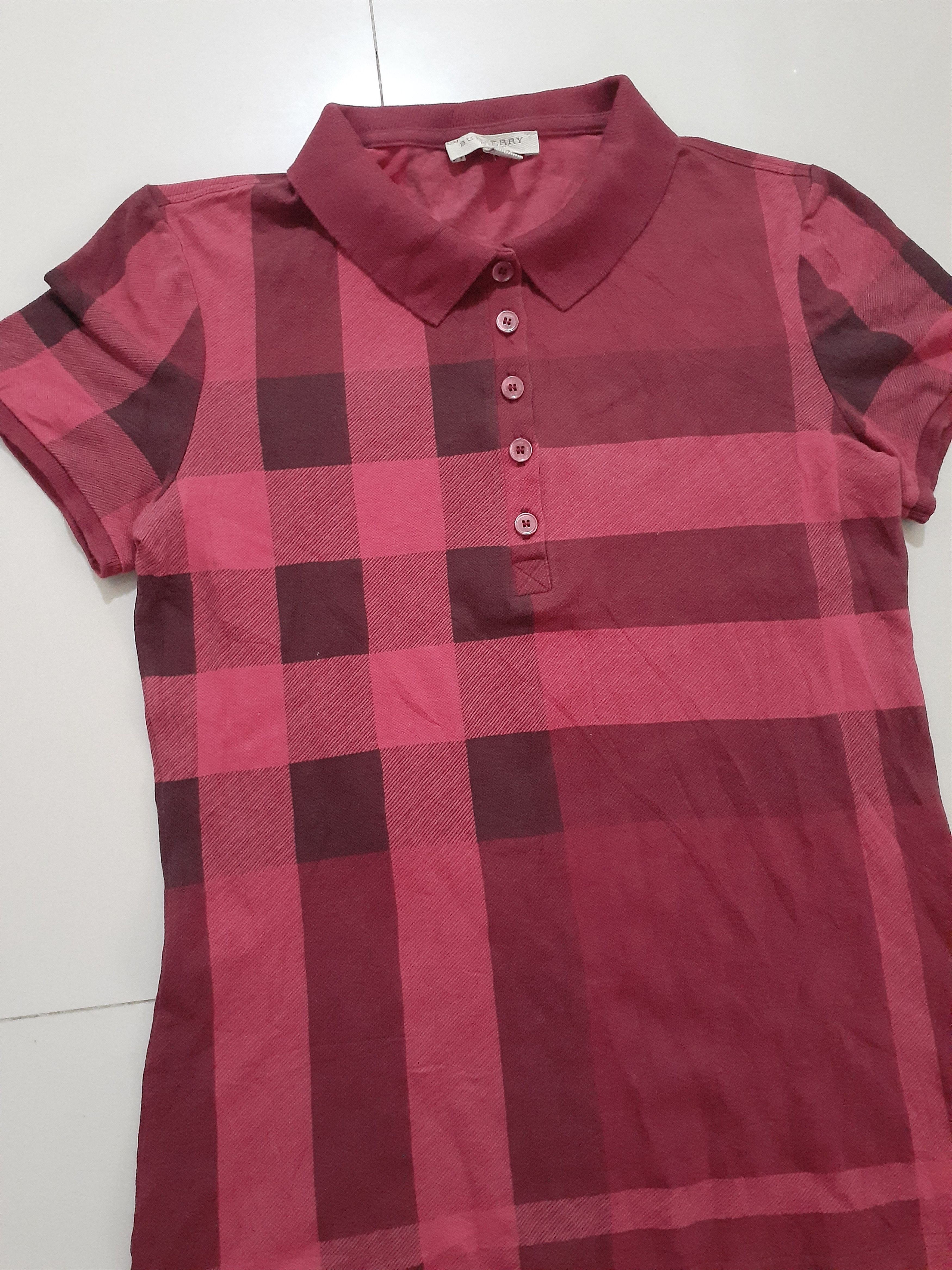 Burberry × Designer Burberry Brit Plaid Stretch Cotton Poloshirt Size XS / US 0-2 / IT 36-38 - 2 Thumbnail