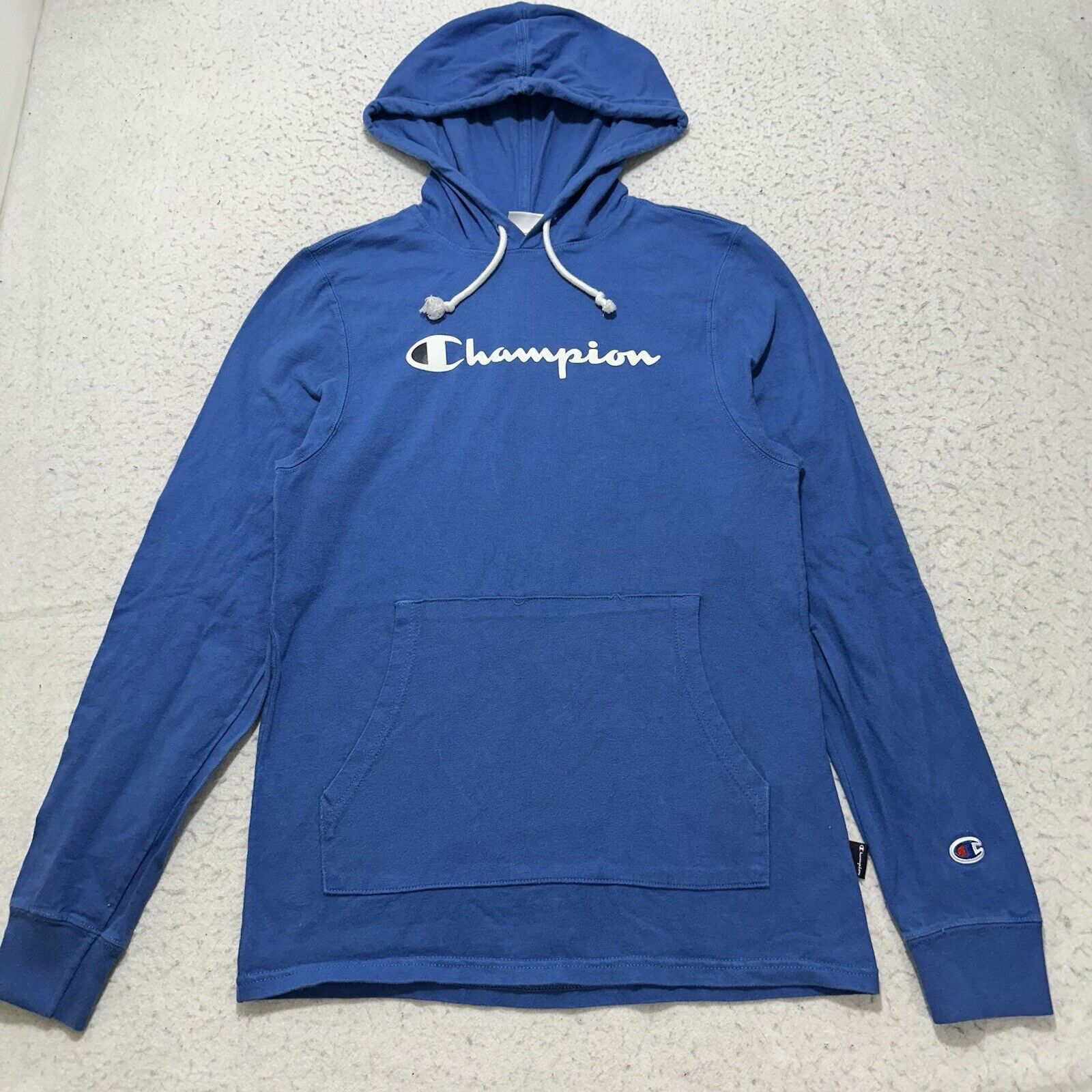 Champion Champion Small Hoodie Blue Drawstring Sweatshirt White Logo Size S / US 4 / IT 40 - 1 Thumbnail