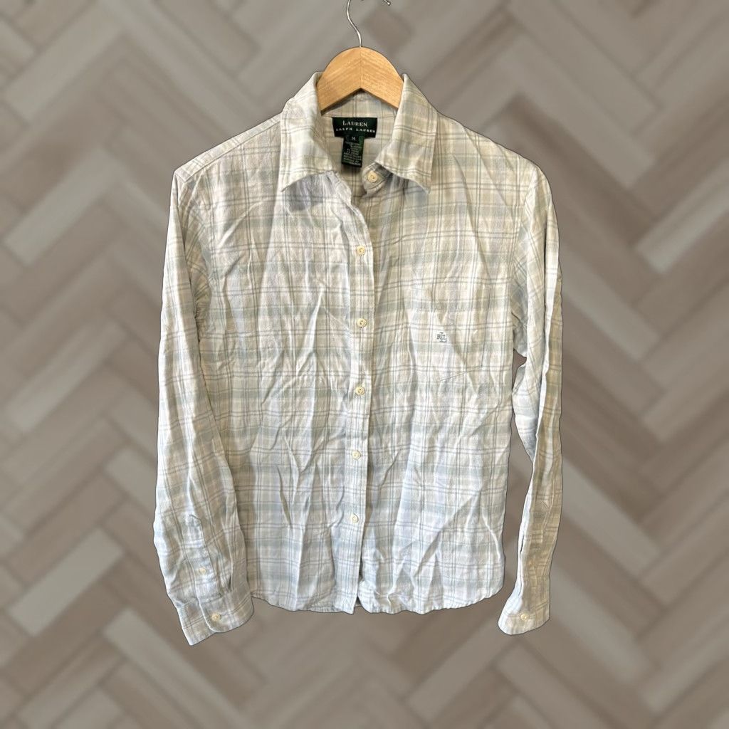 Ralph Lauren Lauren Ralph Lauren Womens Green Plaid Button-Up Long Sleeve Size M Size M / US 6-8 / IT 42-44 - 1 Thumbnail