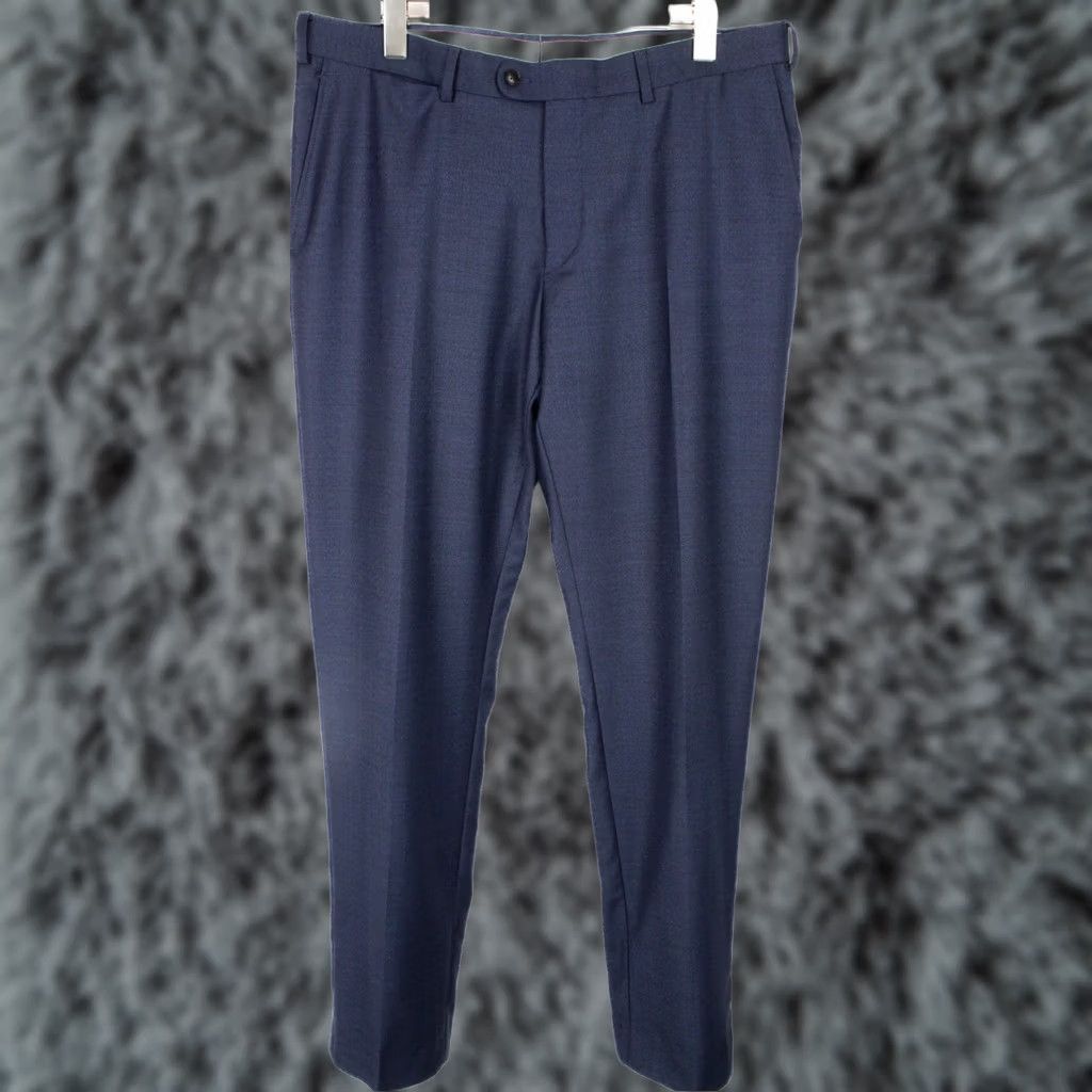 Suitsupply Suitsupply Sienna Trousers Patterned Wool Pleated Tapered Fit Men's UK 42S / W37 Blue Dress Pants Size US 42 / EU 58 - 1 Thumbnail
