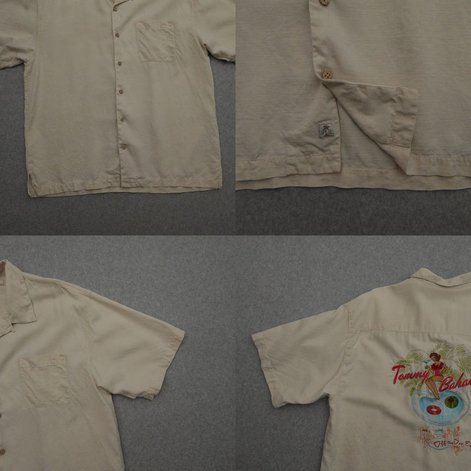 Tommy Bahama TOMMY BAHAMA Shirt Mens XL Beige Silk Hawaiian Camp Off The Deep End 29x23 Size US XL / EU 56 / 4 - 8 Thumbnail