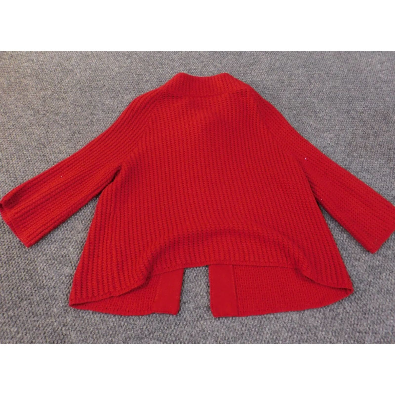 Jones New York Jones New York Sweater Cardigan Large Red Womens Viscose Nylon Beaded Knit Open Mock Neck Raglan Sleeve Modern Size L / US 10 / IT 46 - 7 Thumbnail