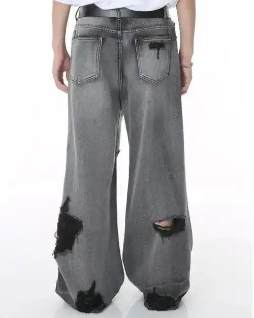 Japanese Brand Worn Out Wide Leg Denim Size US 29 - 4 Thumbnail