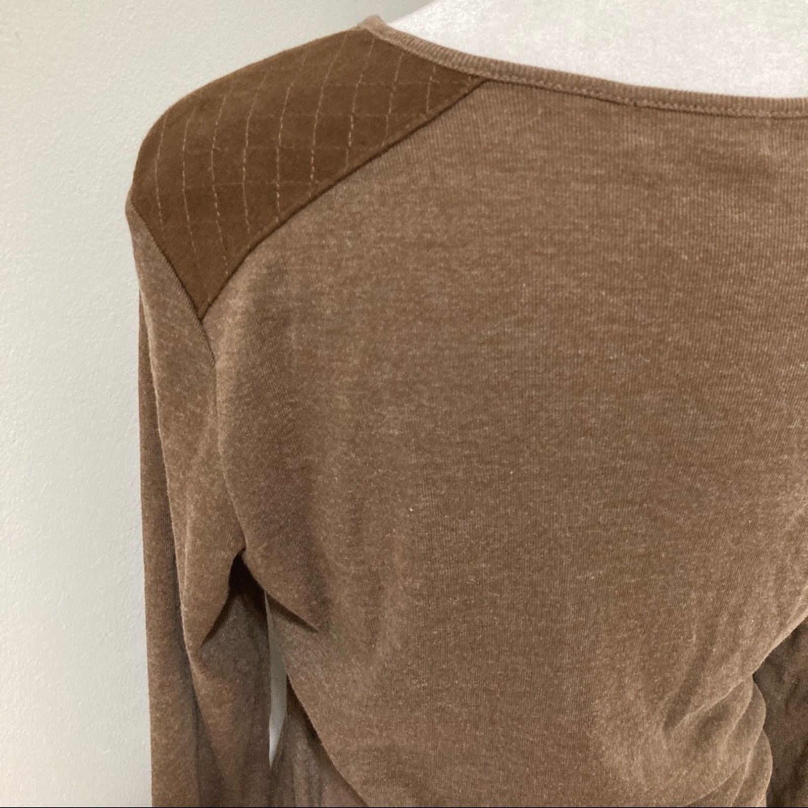 Lauren Ralph Lauren × Ralph Lauren Vtg LRL Mocha Cotton Dress M Quilted Shoulder Zip detail Size M / US 6-8 / IT 42-44 - 5 Thumbnail