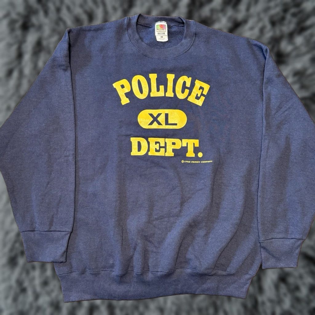 Fruit Of The Loom VINTAGE Police Department Sweatshirt XL Navy Blue Lynn Peavey Company Crewneck Size US XL / EU 56 / 4 - 1 Thumbnail