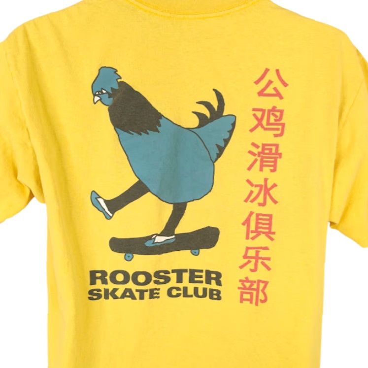 Vintage Rooster Skate Club T Shirt Mens Size Large Yellow Skater Chicken Streetwear Graphic Tee Size US L / EU 52-54 / 3 - 2 Thumbnail