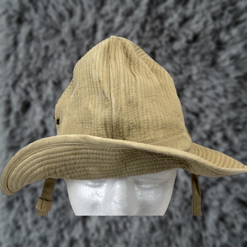 VINTAGE Banana Republic Hat Bucket Unisex Adults M Beige Cotton Canvas 80s Summer Fall Spring Lightweight Strap
