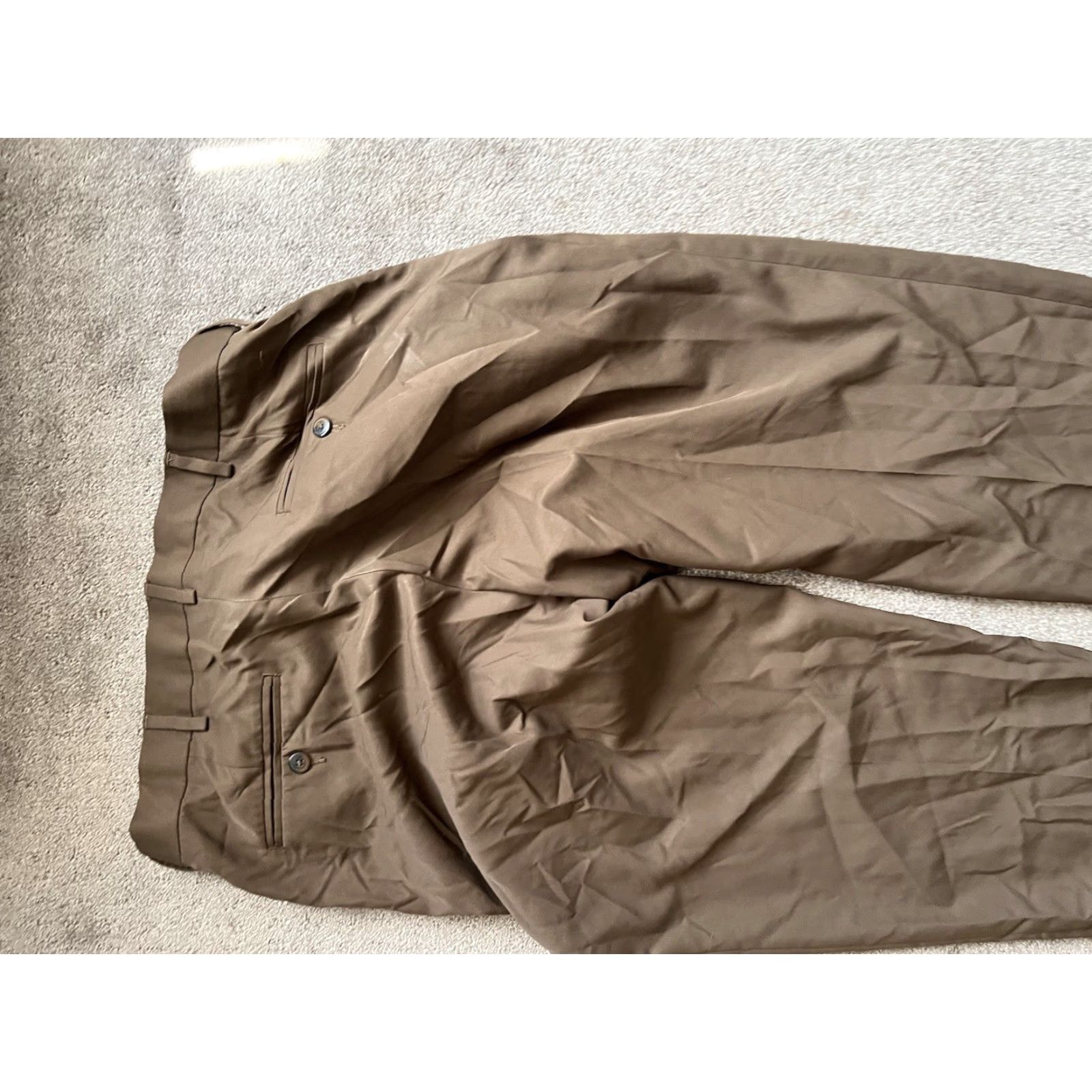 Haggar Haggar Dress Pants 34x32 Brown Polyester Classic Fit Pleated Front Belt Loops Men Pants Size US 34 / EU 50 - 4 Thumbnail