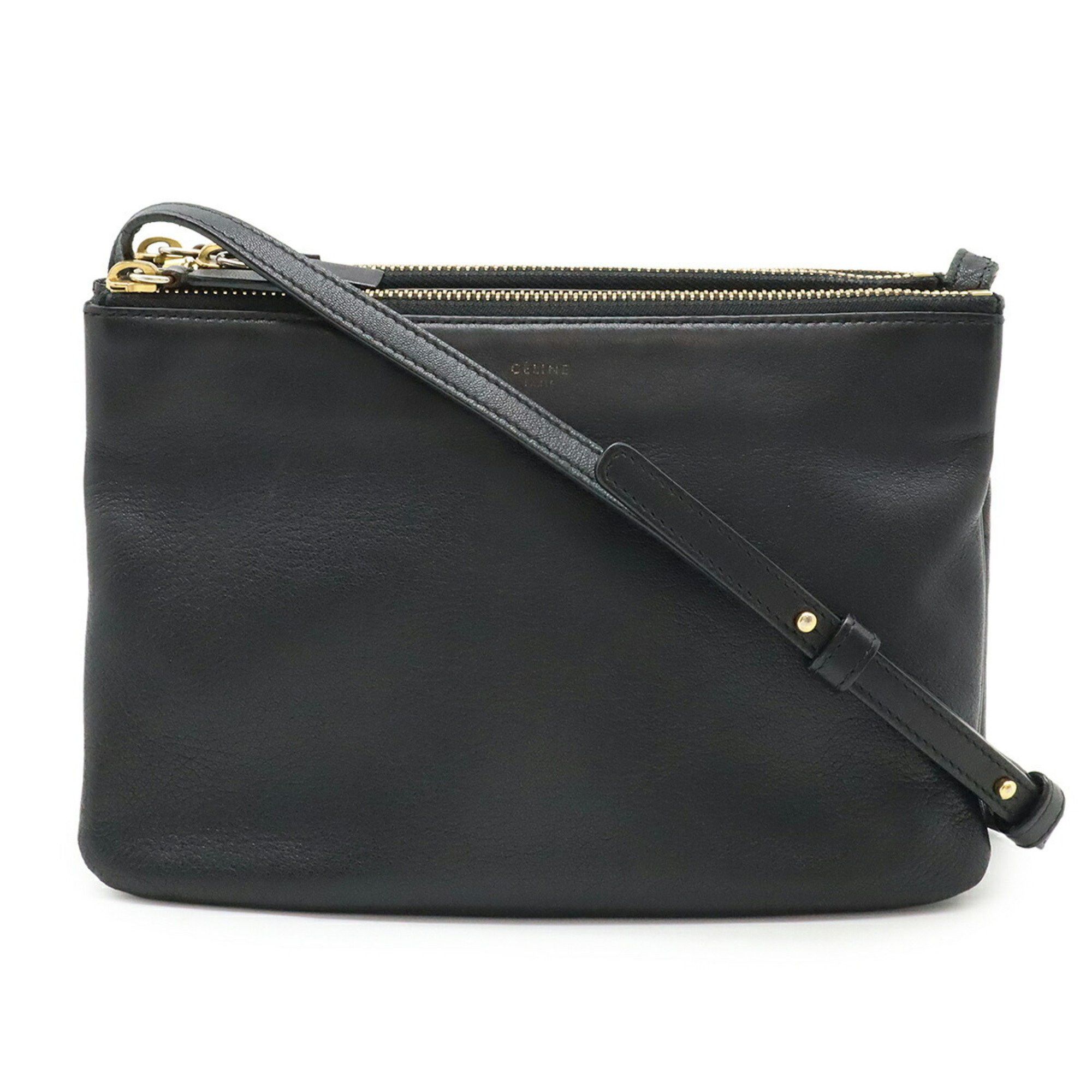 Celine CELINE Trio Small Shoulder Bag/Pouch in Black Leather (192033) Size ONE SIZE - 1 Thumbnail