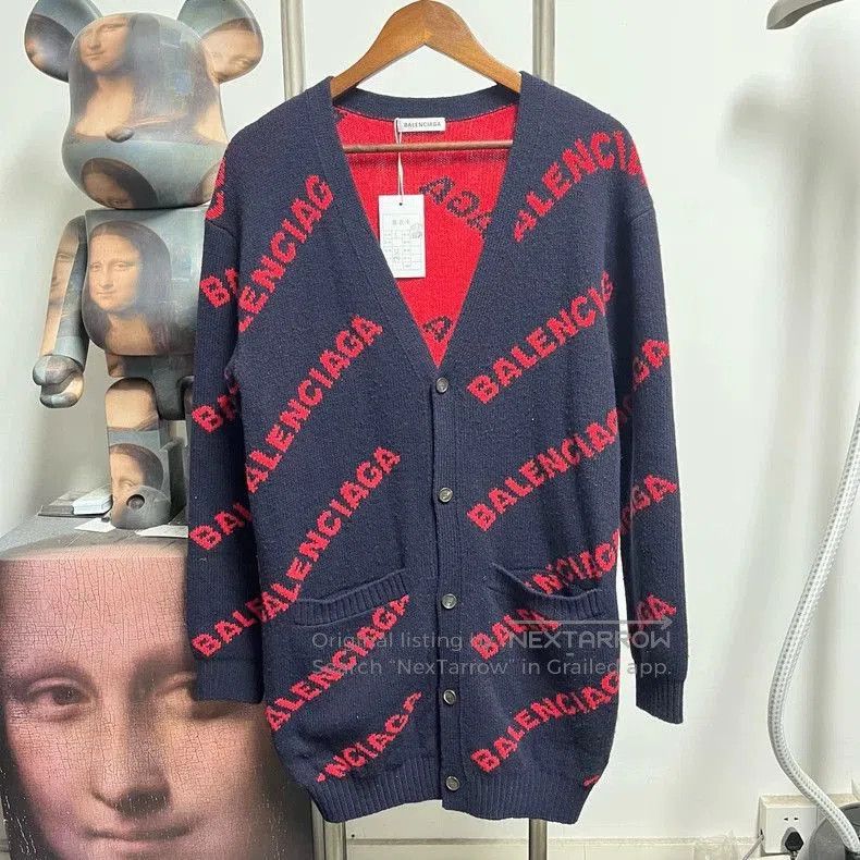 Balenciaga Logo Print Cardigan M1714.
