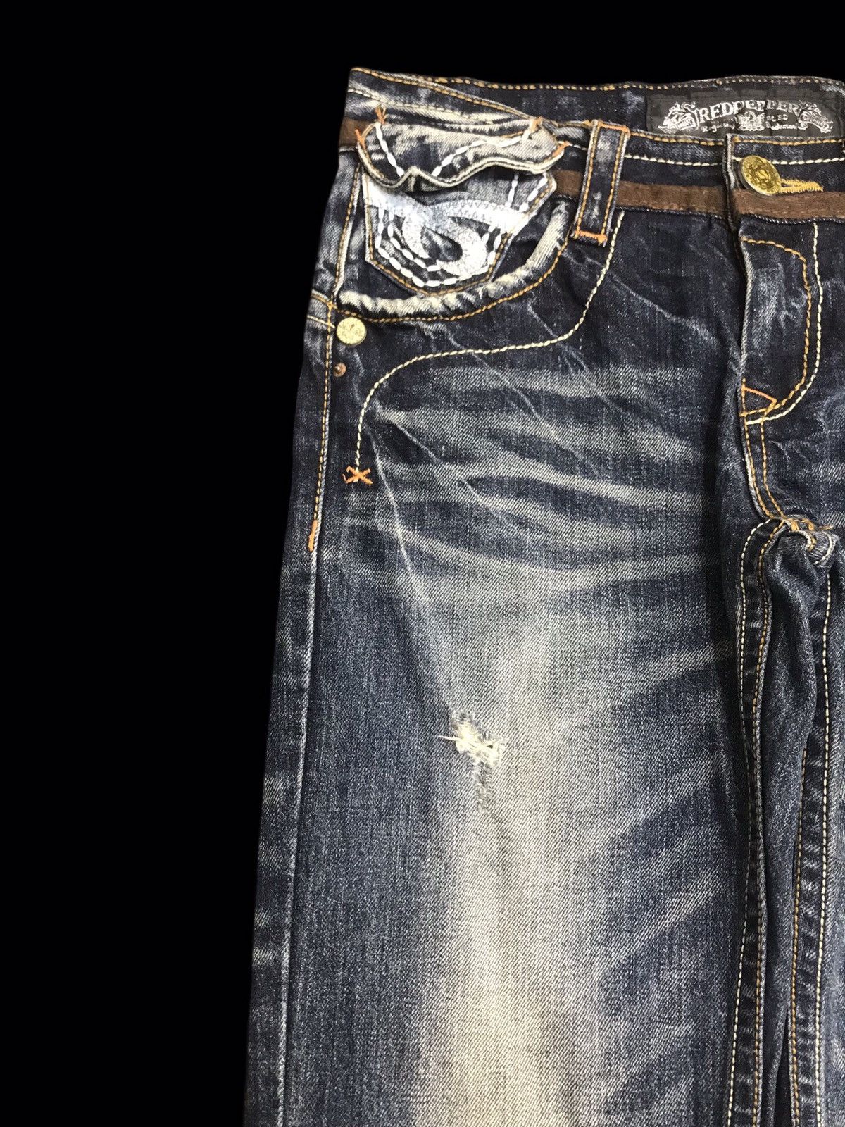 Japanese Brand 💥ARCHIVAL💥VERY RARE THE REDPEPPER SICK DESIGN DENIM F204 Size US 31 - 4 Thumbnail