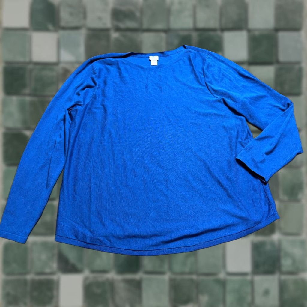 Vintage Chicos Blouse Womens Size 4 XXL Top Blue Long Sleeve Rayon Polyester Shirt Shirt Blouse Women Regular Blue Long Sleeve Rayon Polyester Chico's Size S / US 4 / IT 40 - 1 Thumbnail