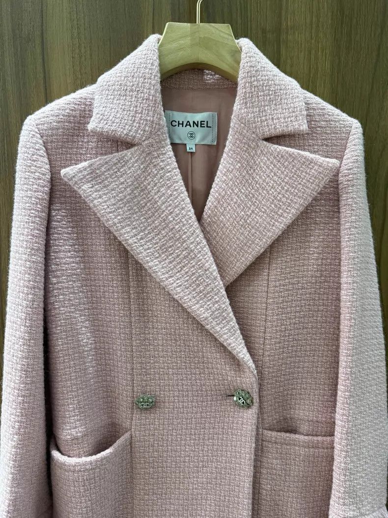 Chanel Chanel Pink wool double-breasted jacket Size XXS / US 00 / IT 34 - 3 Thumbnail