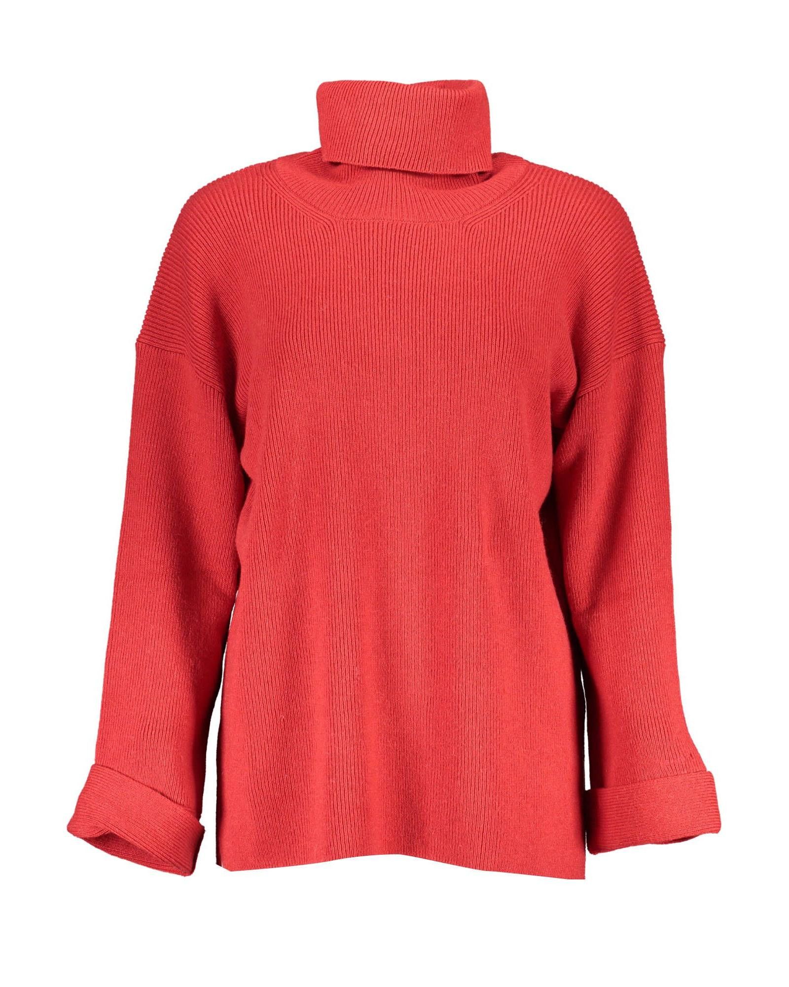 image of Gant Wool High Collar Sweater With Logo in Red, Women's (Size XS)