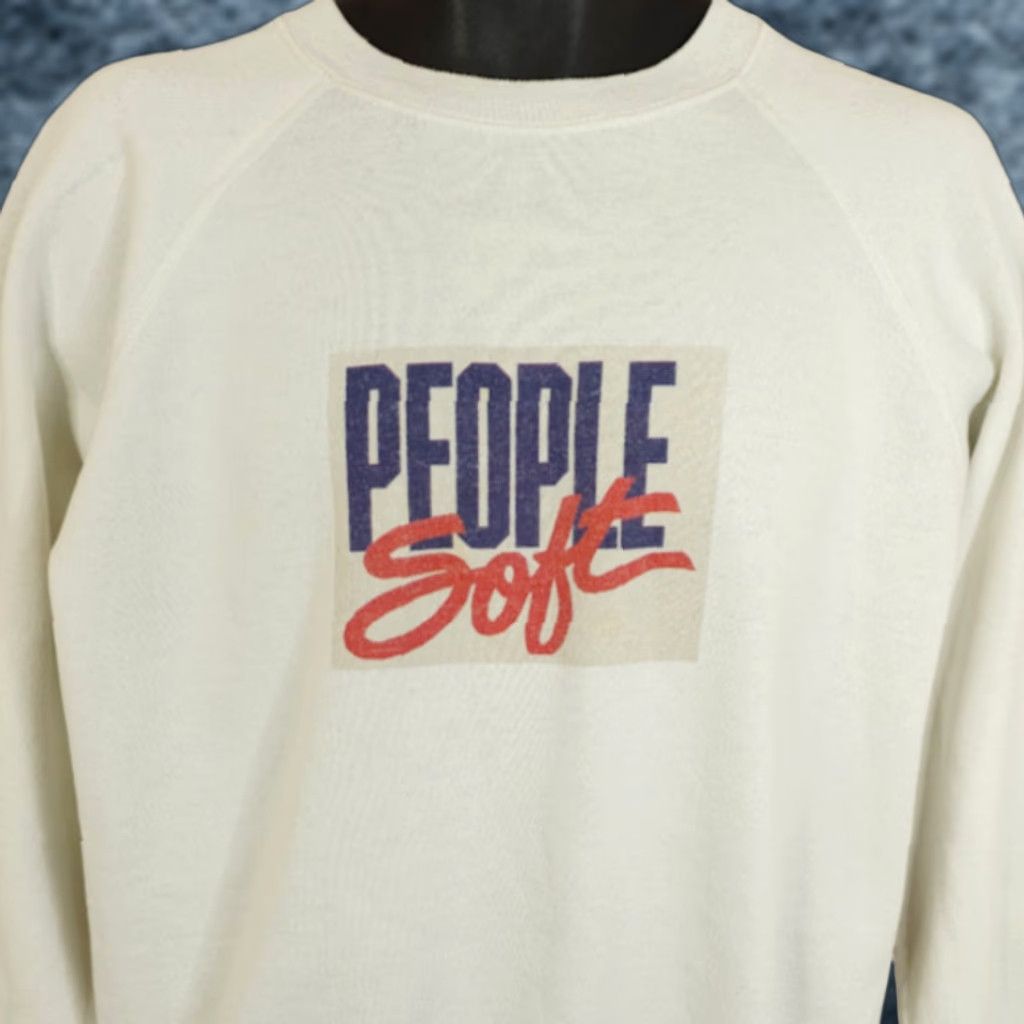 Hanes VINTAGE Hanes Sweatshirt Shirt Mens 90s White Cotton Blend Size M 90s computer finance PeopleSoft Made In USA Size US M / EU 48-50 / 2 - 1 Thumbnail