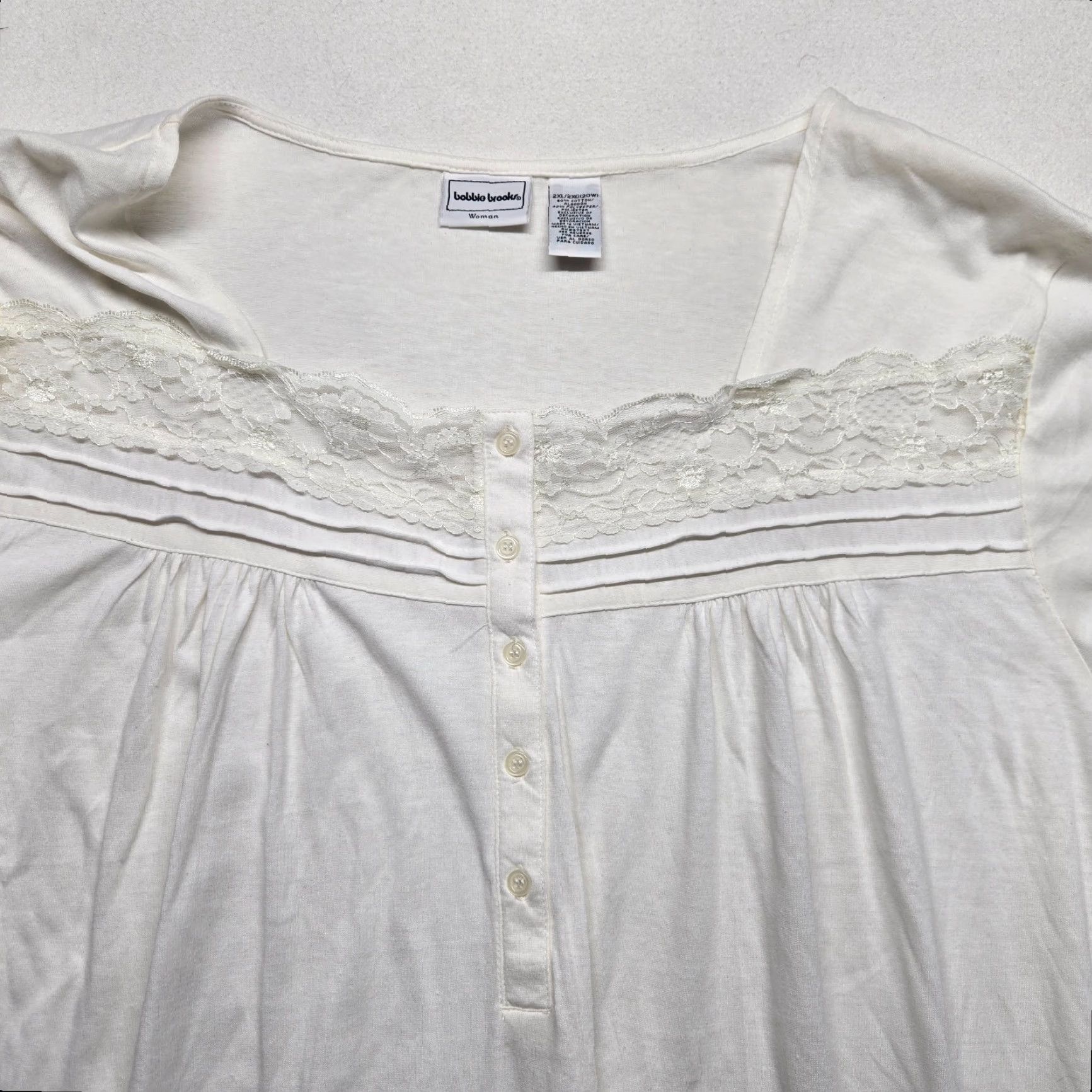 Vintage Bobbie Brooks Sleep Shirt Women Adult 2XL White Gown Lightweight Spring Summer Fall Nite Shirt Womens 2XL Size XXL / US 16-18 / IT 52-54 - 2 Thumbnail