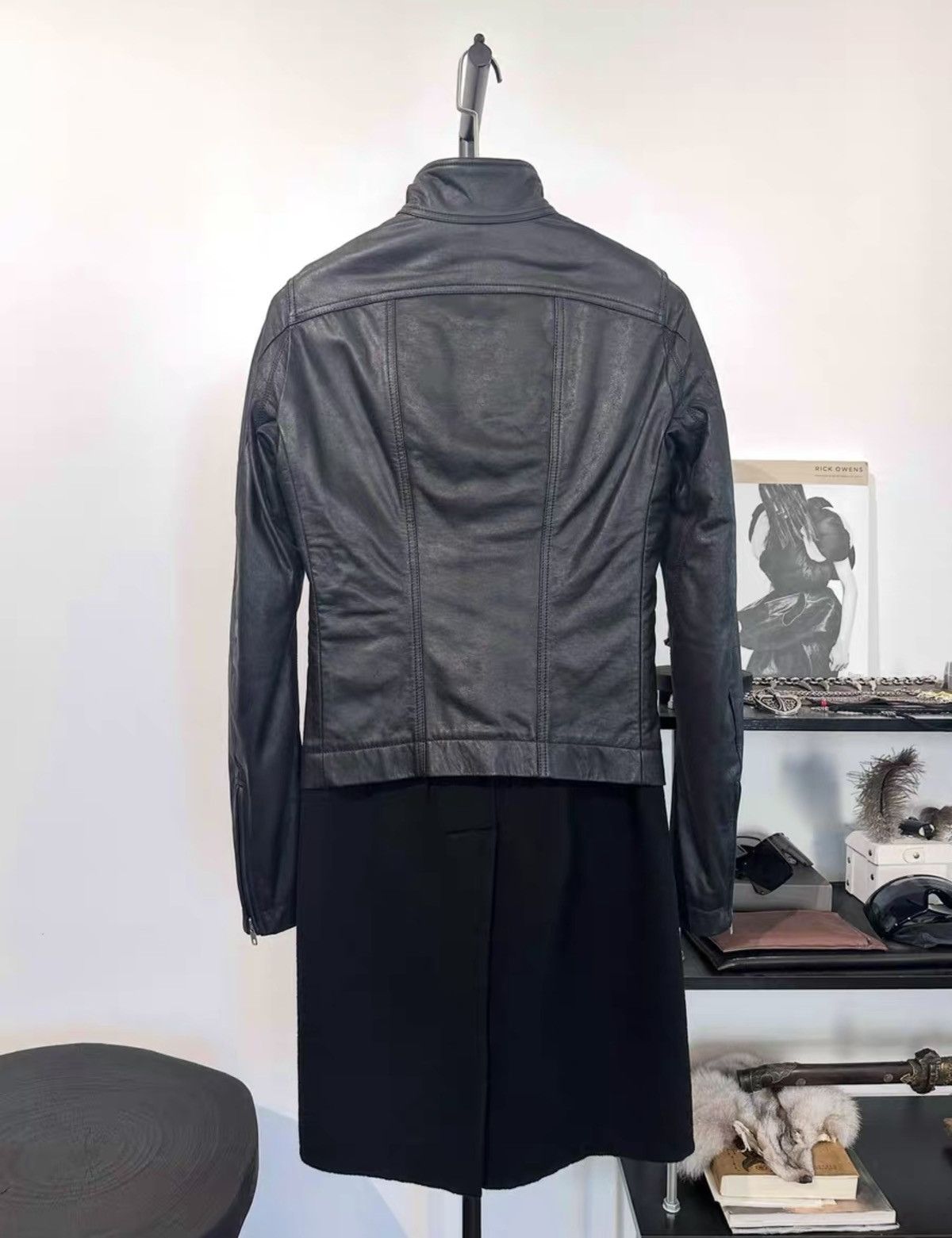 Rick Owens Rick Owens Leather-Panel Wool Blend Mid-Length Coat Size US S / EU 44-46 / 1 - 2 Thumbnail