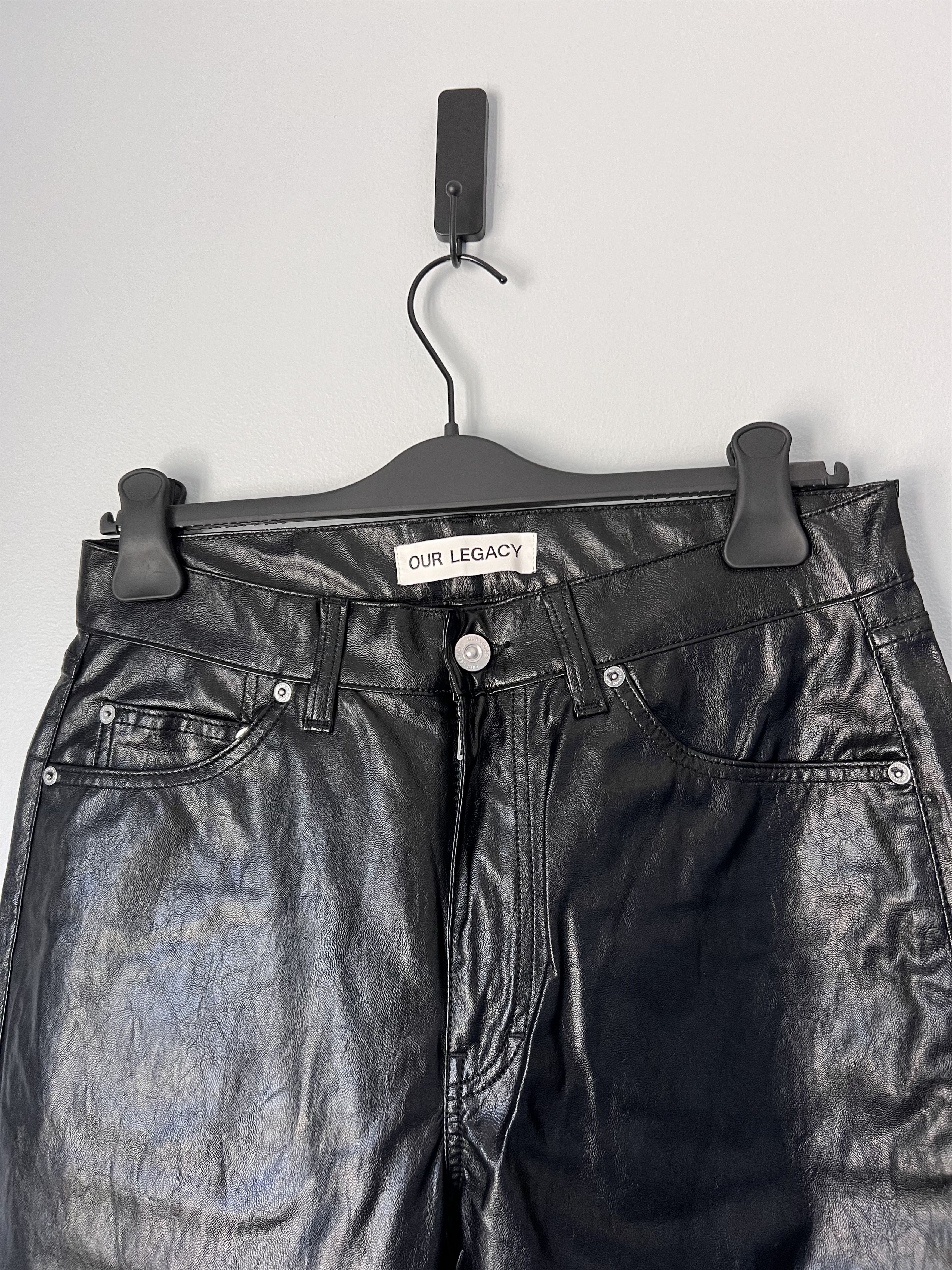 Our Legacy Our Legacy Formal Moto Cut Faux Leather Pants in Black Size US 31 - 2 Thumbnail