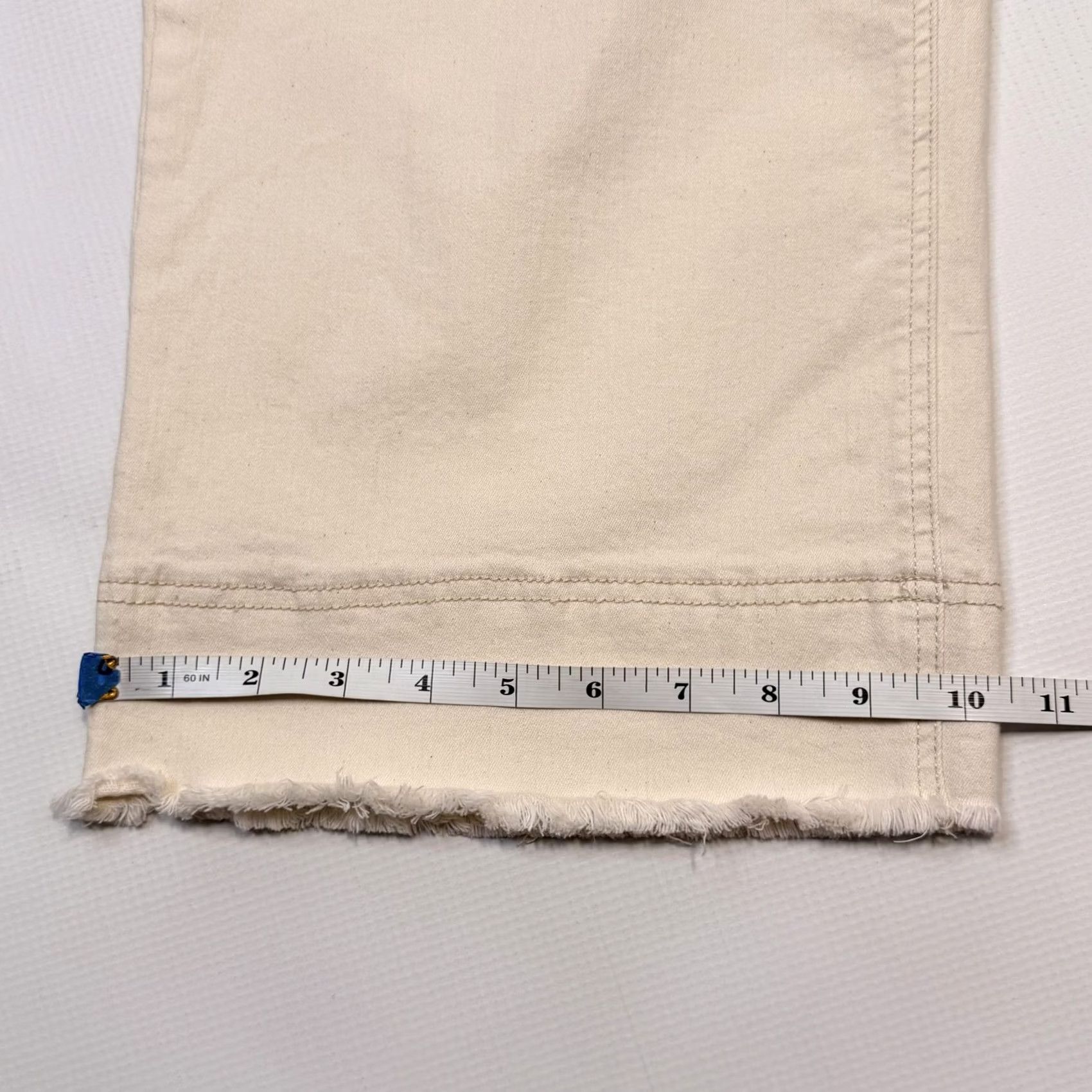 Vintage GB Jeans Juniors Cropped Wide Leg High Rise Raw Hem Denim Jeans 11 Beige XS? Size 32" / US 10 / IT 46 - 4 Thumbnail