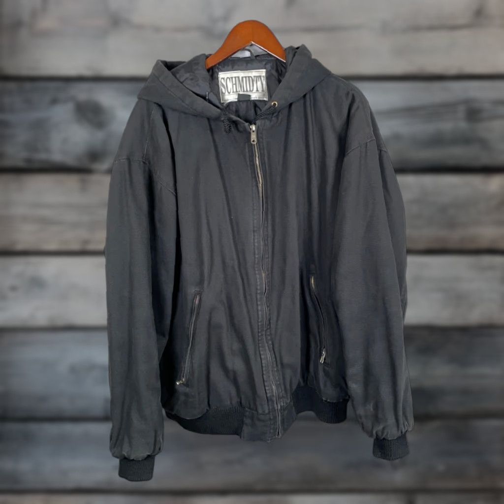 Vintage Schmidty Bomber Jacket Men Canvas Duck XL Black Hooded Quilted Lining Distressing Zip Full Zip Work Jacket Casual Size US XL / EU 56 / 4 - 1 Thumbnail