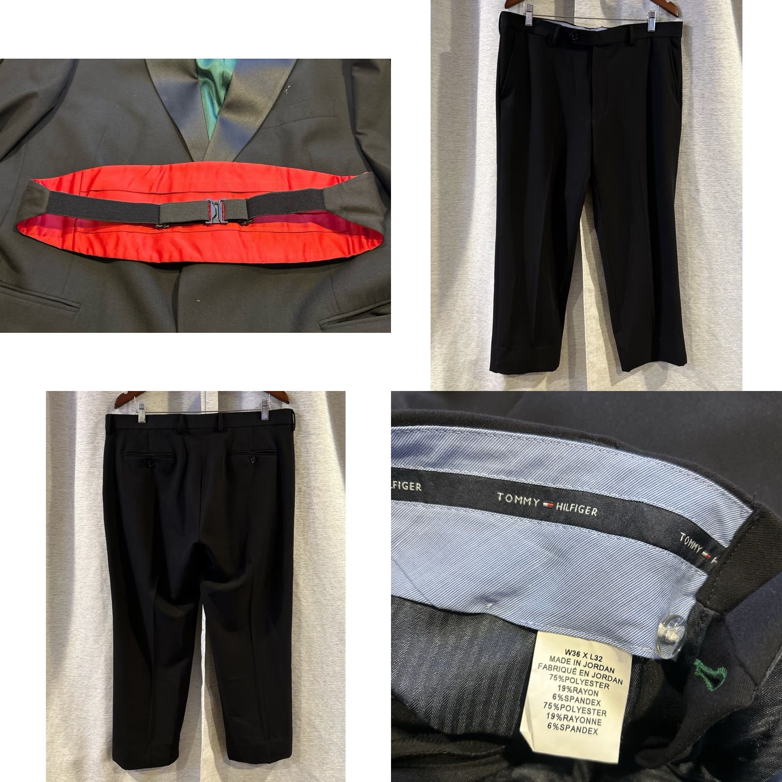 Tommy Hilfiger Vtg Tommy Hilfiger USA Made 42R 36X32 Black Mens Suit Jacket Pants 2 Piece Vintage Size 42R - 8 Thumbnail