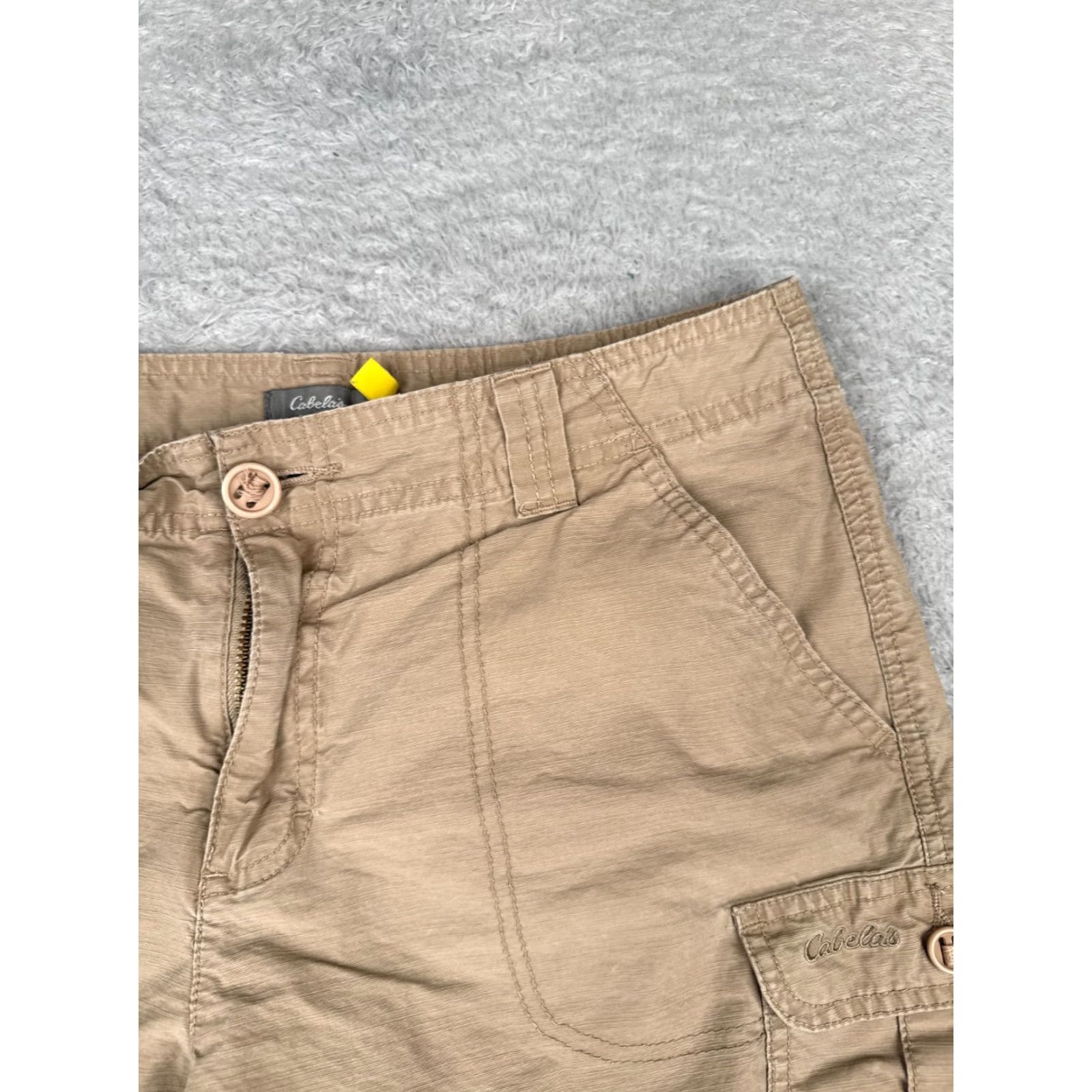 Vintage Cabela's Shorts Women 10 Beige Cargo Cotton Blend Hiking Camping Casual 32x5 Cargo Pocket Elastic Waist Flat Front Size 32" / US 10 / IT 46 - 5 Thumbnail