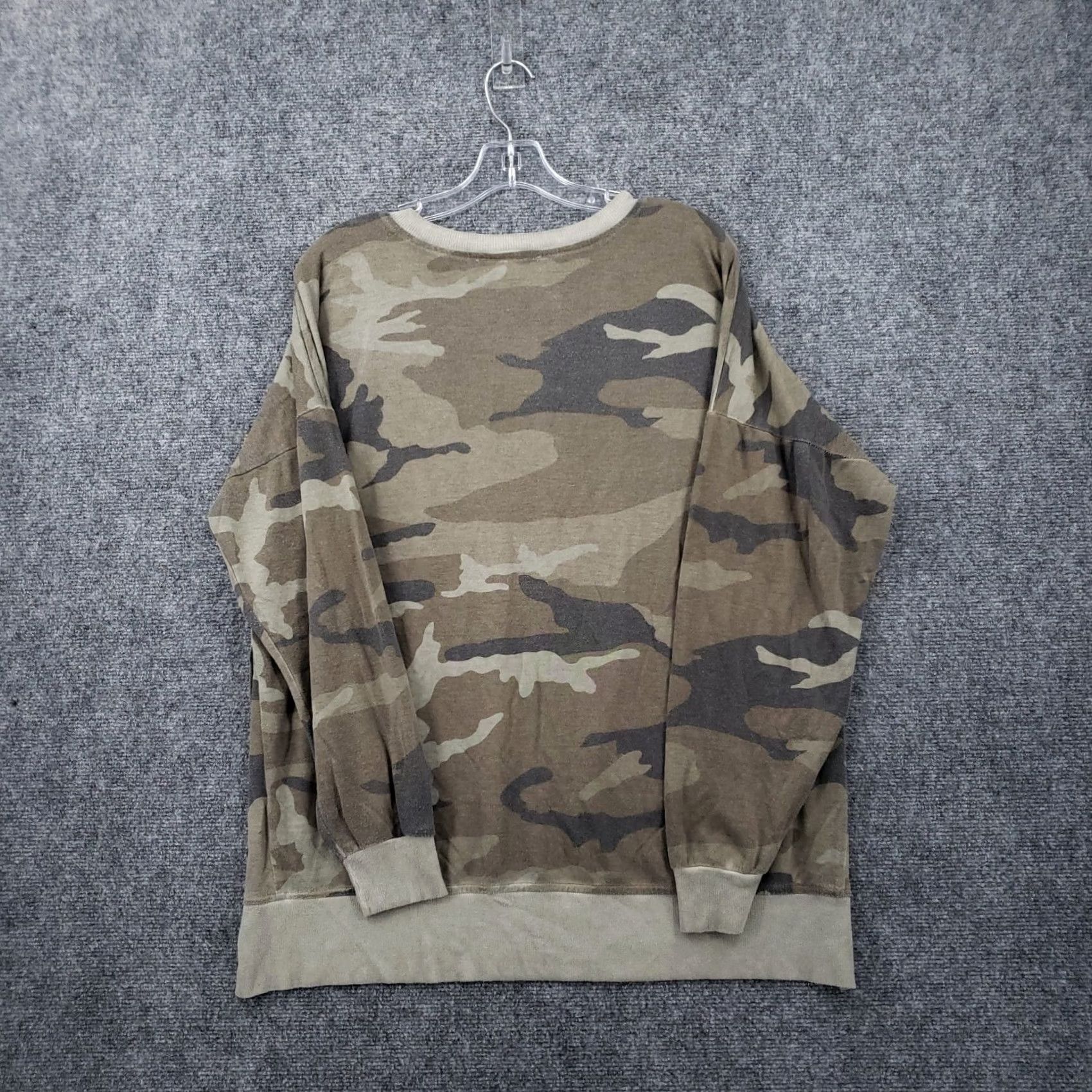 Vintage Dantelle Sweatshirt Women L Green Pullover Camouflage Loop Terry Size L / US 10 / IT 46 - 2 Thumbnail