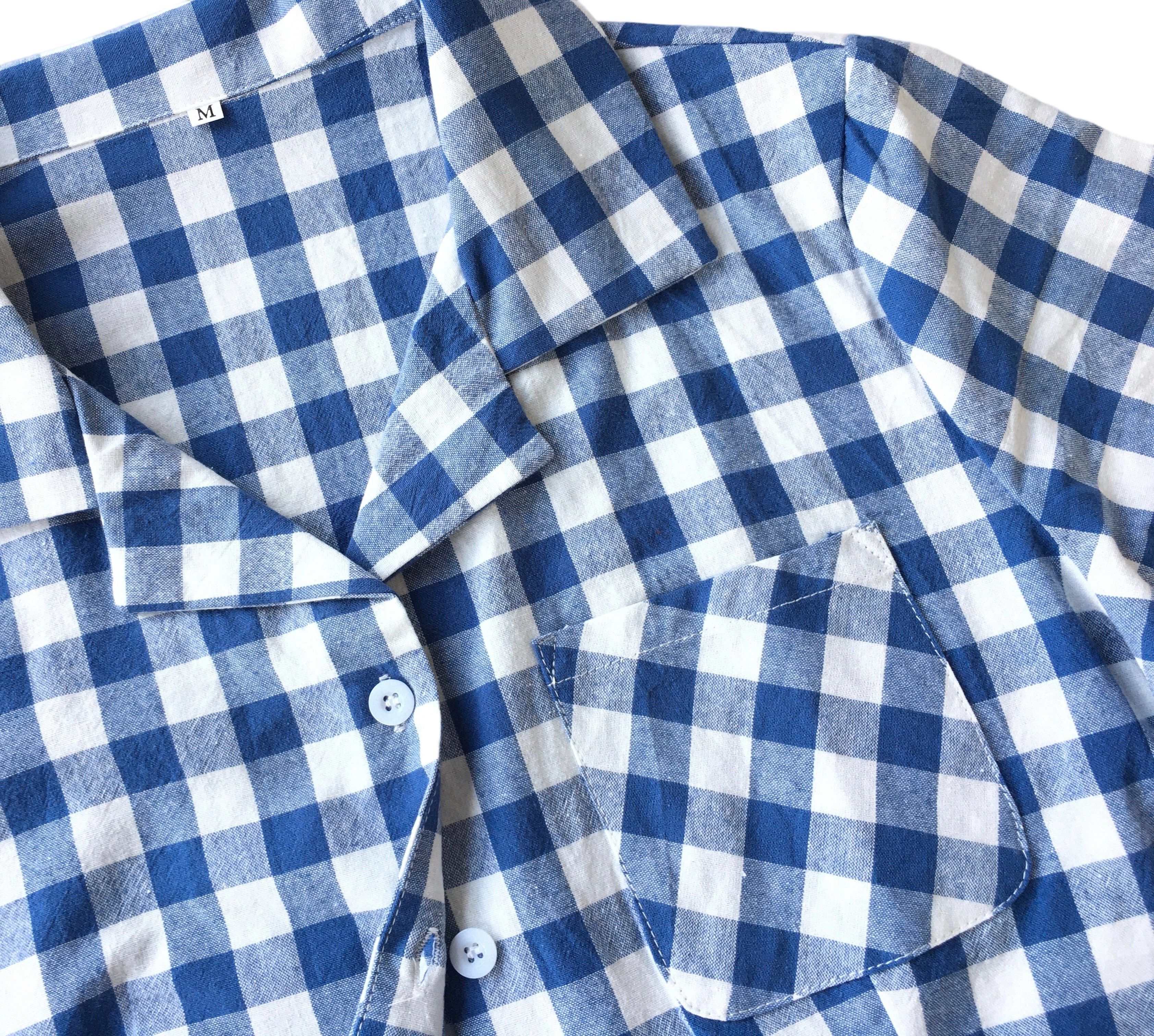 Other Women Shirt Casual Button Blouse Navy&White Checkered Size L / US 10 / IT 46 - 4 Thumbnail