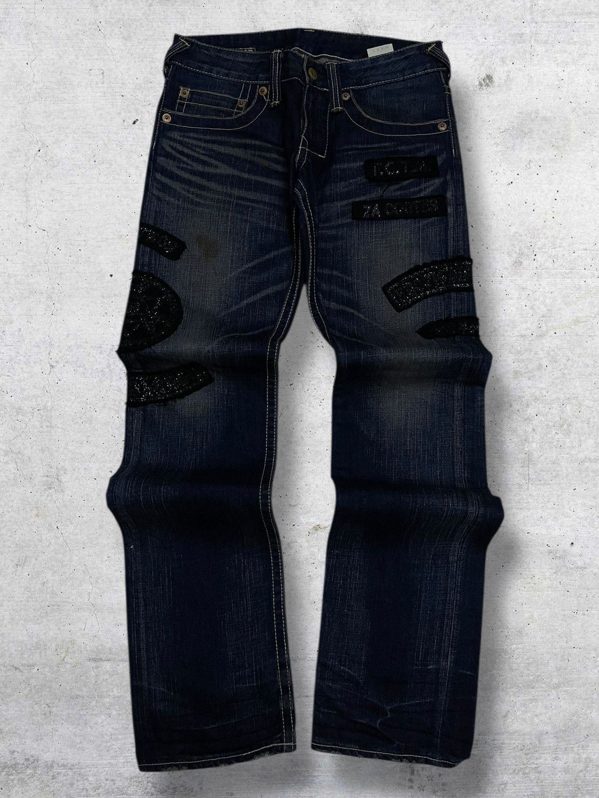 VINTAGE FRANCIS MORKS RARE DESIGNER ARCHIVE PUN PATCH DENIM