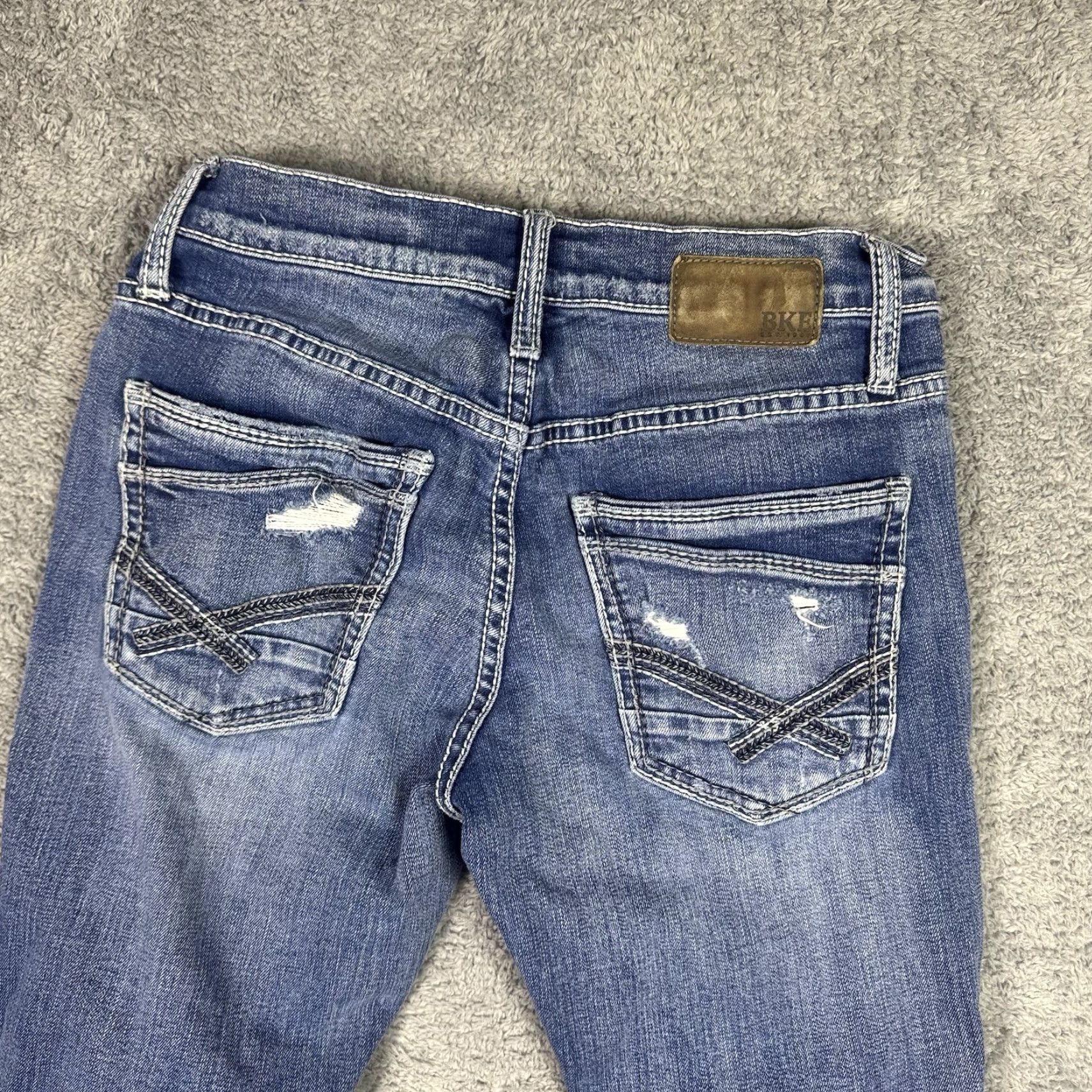 BKE BKE Jeans Mens 30x32 Straight Buckle Whisker Medium Distressed Denim Cowboy Shirt Size US 30 / EU 46 - 5 Thumbnail