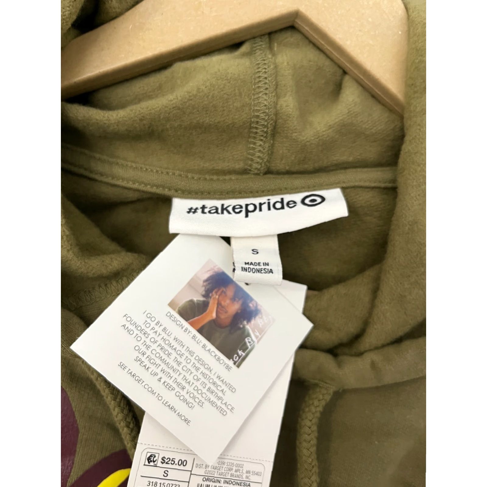Olive takePride Adult Hoodie Green Cropped Long Sleeve Pullover Hooded Graphic Print Pride Flower 1990s Mens Womens Girls Boys Size S / US 4 / IT 40 - 6 Thumbnail