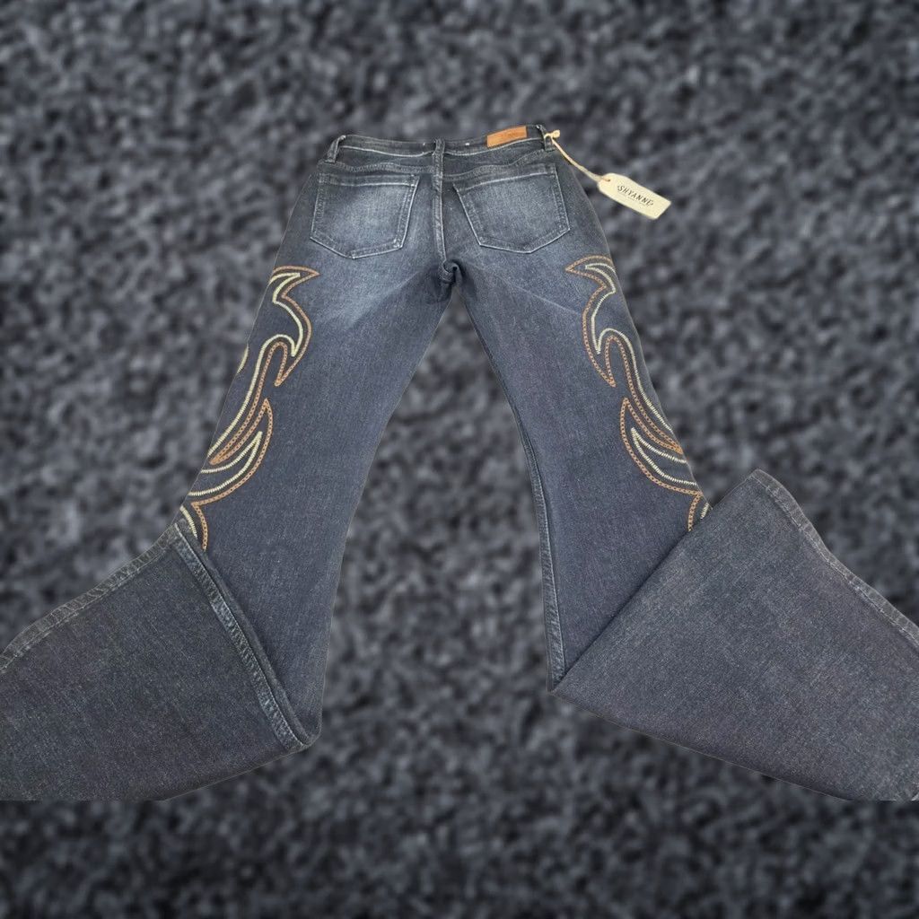 Vintage NWT Shyanne Womens Country Wear Flare Embroidered Blue Jeans 26/34 Jeans Women Cowgirl Flared 5-Pocket Cotton Spandex Blue NWT Size 26" / US 2 / IT 38 - 1 Thumbnail