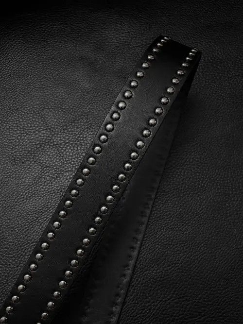 Leather Double Row Stud Belt Size ONE SIZE - 3 Thumbnail