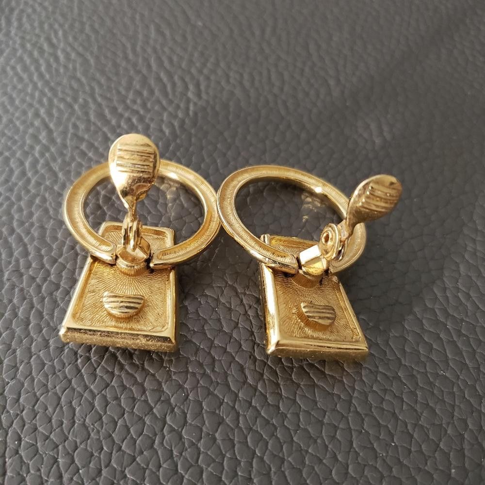 Monet Monet Vintage Gold & Black Door Knocker Clip Earrings Size ONE SIZE - 6 Thumbnail