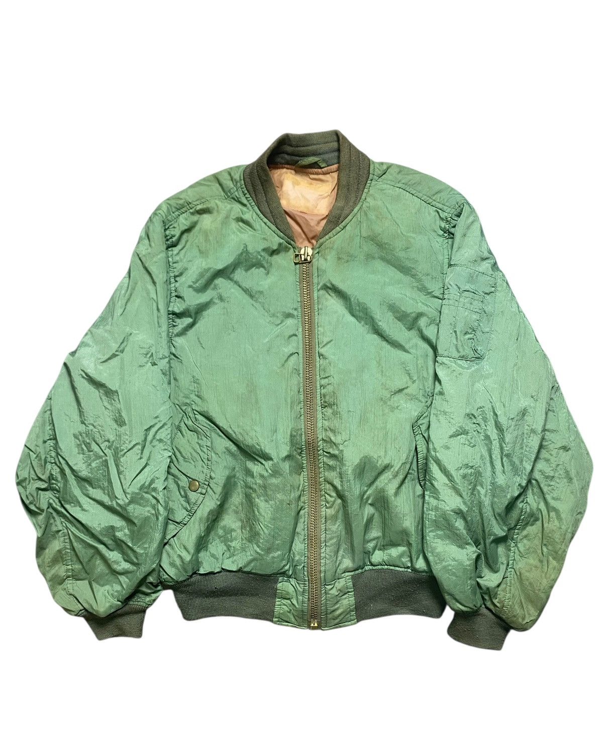 Edwin VINTAGE BOMBER JACKET EDWIN ZIPPER GREEN ARMY Size US XL / EU 56 / 4 - 1 Thumbnail