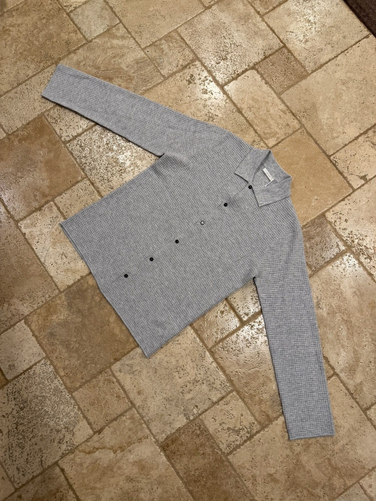 The Row The Row Barkley Wool/Cashmere Grey Button Waffle-Knit Shirt Size US L / EU 52-54 / 3 - 5 Thumbnail