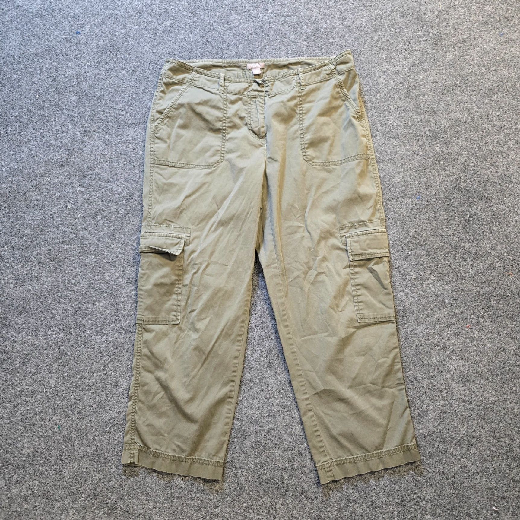 J. Jill J. Jill Pants Womens Size 10 Green Cargo Pocket Cropped Straight Casual Neutral Size 32" / US 10 / IT 46 - 2 Thumbnail
