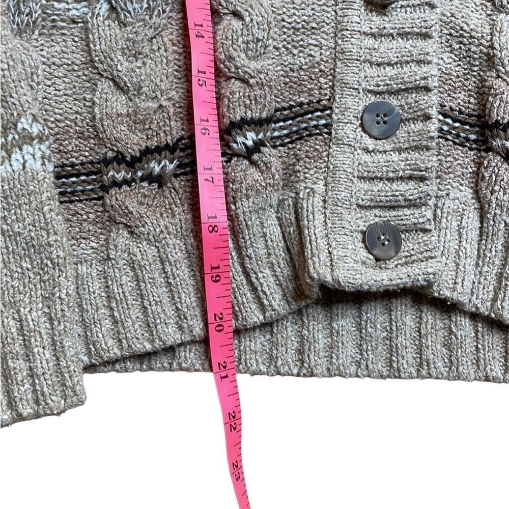 Vintage 90s Vintage Liz Claiborne Cozy Beige Cable Knit Cardigan Sha Size S / US 4 / IT 40 - 6 Thumbnail
