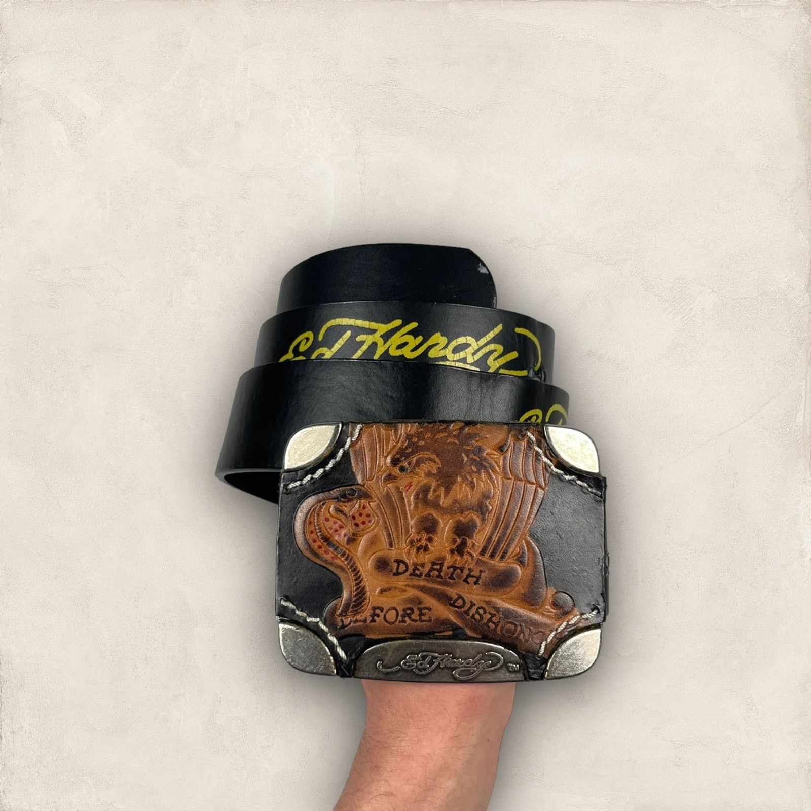 Ed Hardy Belt Ed Hardy By Christian Audigier Vintage 00s Drip Size ONE SIZE - 1 Thumbnail
