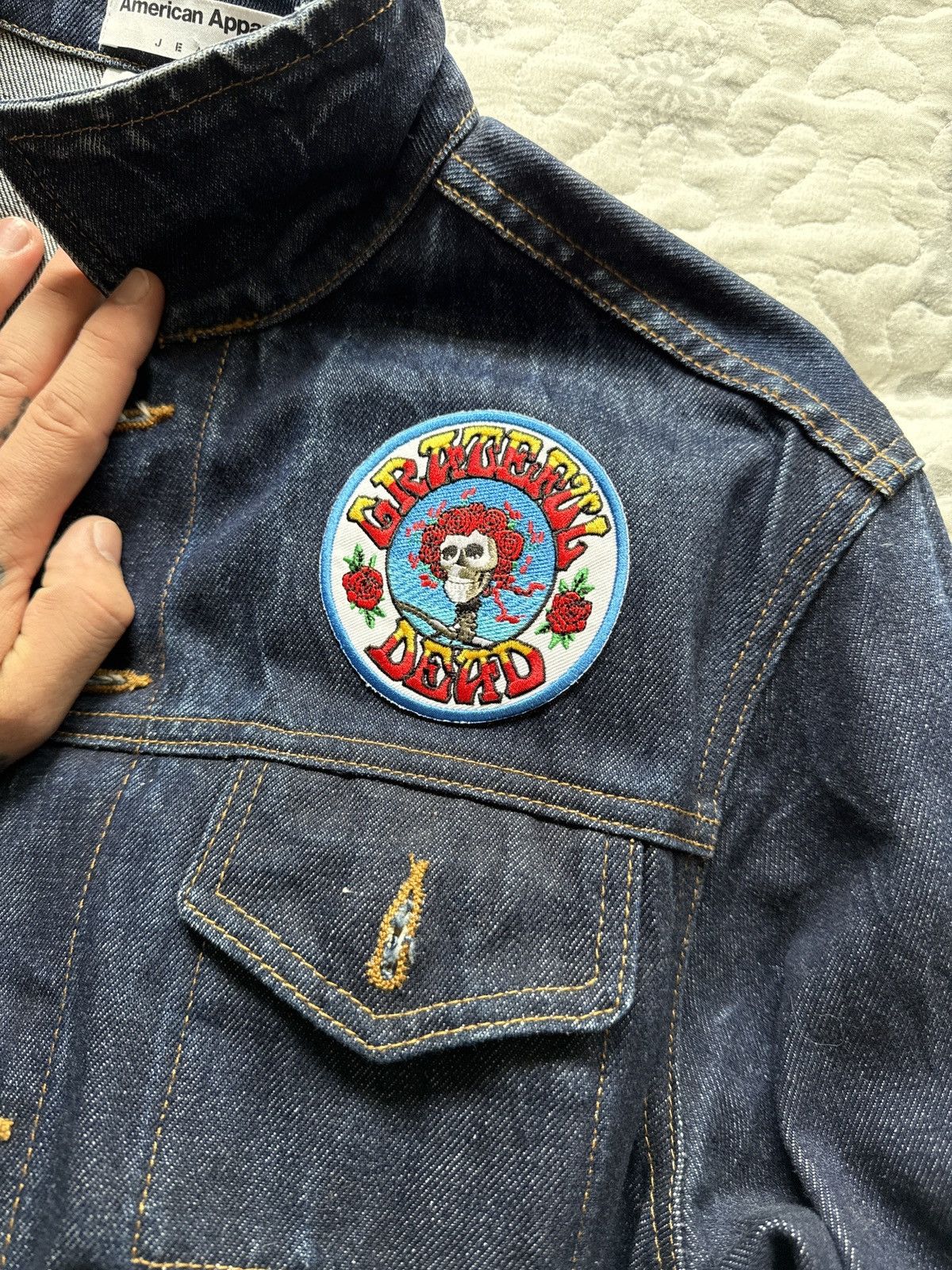 American Apparel Custom Greatful Dead Denim Patch Jacket Size US M / EU 48-50 / 2 - 6 Thumbnail