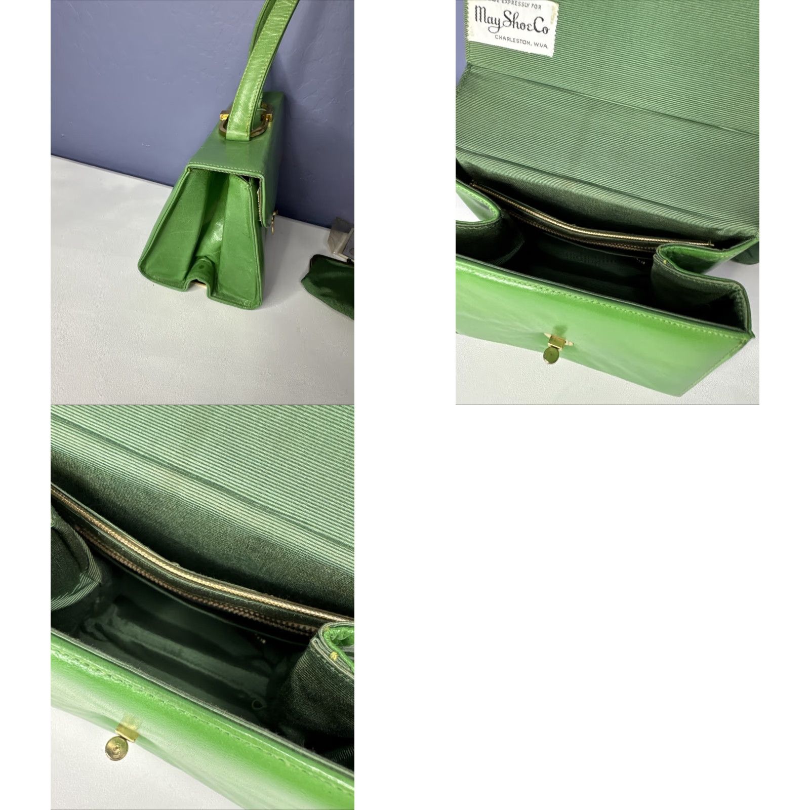 CO VINTAGE May Shoe Co Company Charleston WV Purse Green Hand Bag W Coin Bag Size ONE SIZE - 8 Thumbnail