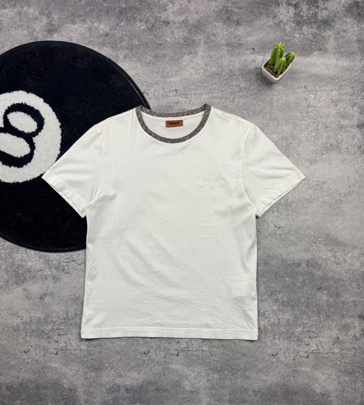 Missoni Missoni Logo T-shirt w/ Signature Space-Dye Knit Collar Size US S / EU 44-46 / 1 - 1 Thumbnail