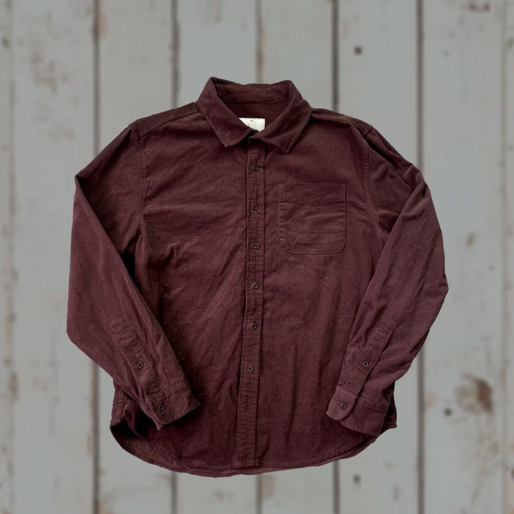Katin Katin Mens Corduroy Button Up Shirt Burgundy Long Sleeve Regular Small Button Pockets Casual Workwear Mens Size US S / EU 44-46 / 1 - 1 Thumbnail