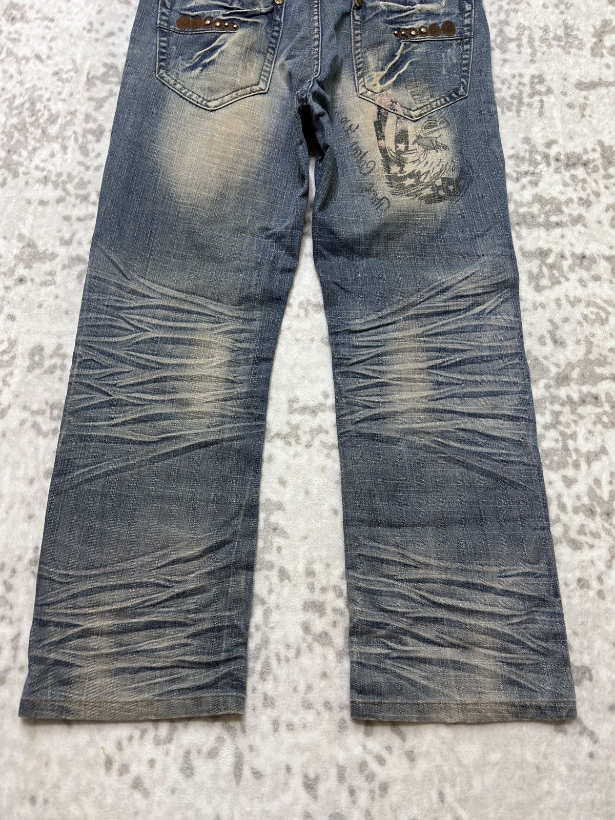 Japanese Brand Zhao Dao Patchwork Mud Washed Denim Y2K Regular Fit Jeans Size US 34 / EU 50 - 13 Thumbnail