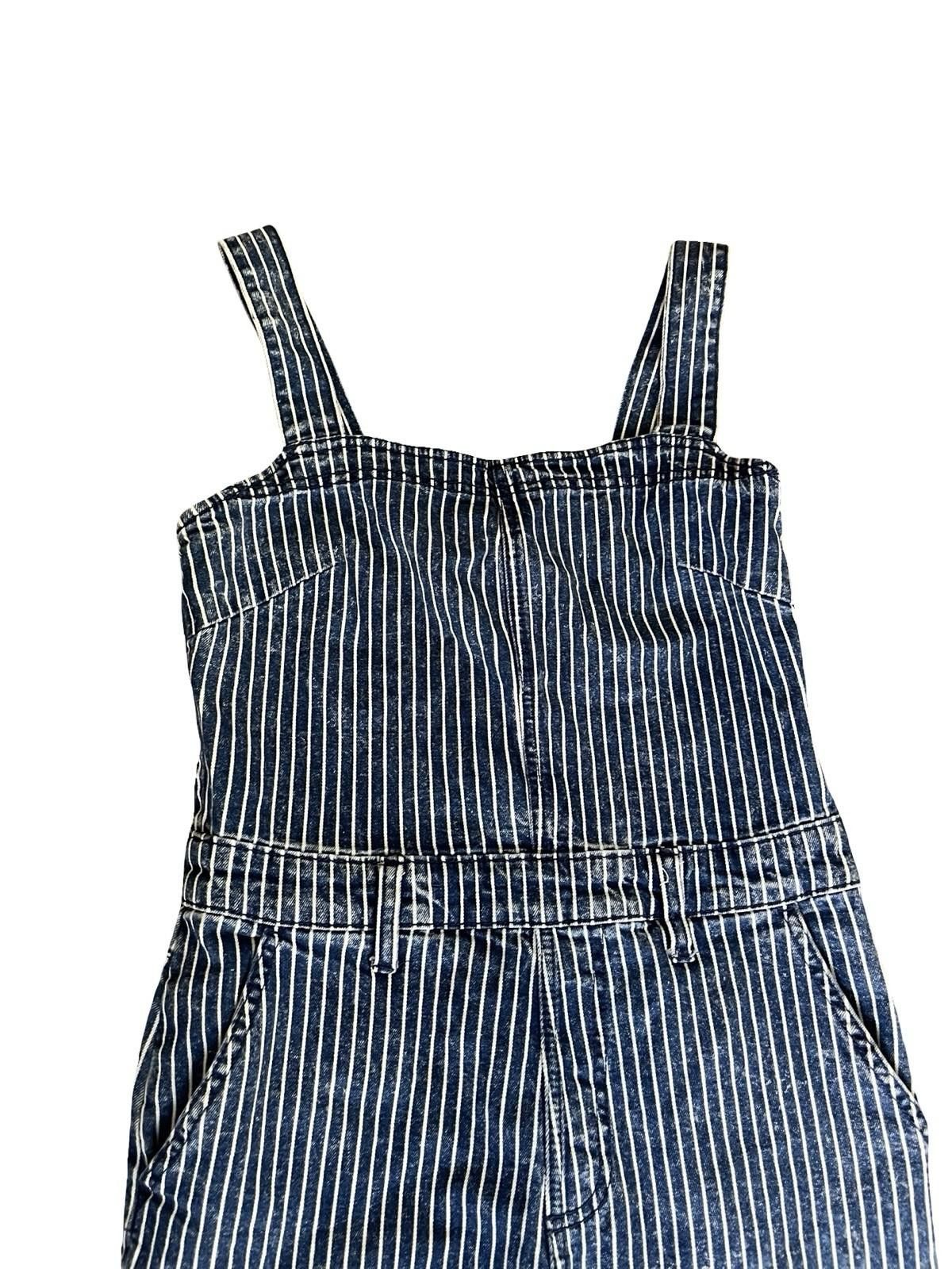 Unknown London Women's Striped Denim Jumpsuit with Adjustable Straps Size 27" / US 4 / IT 40 - 3 Thumbnail