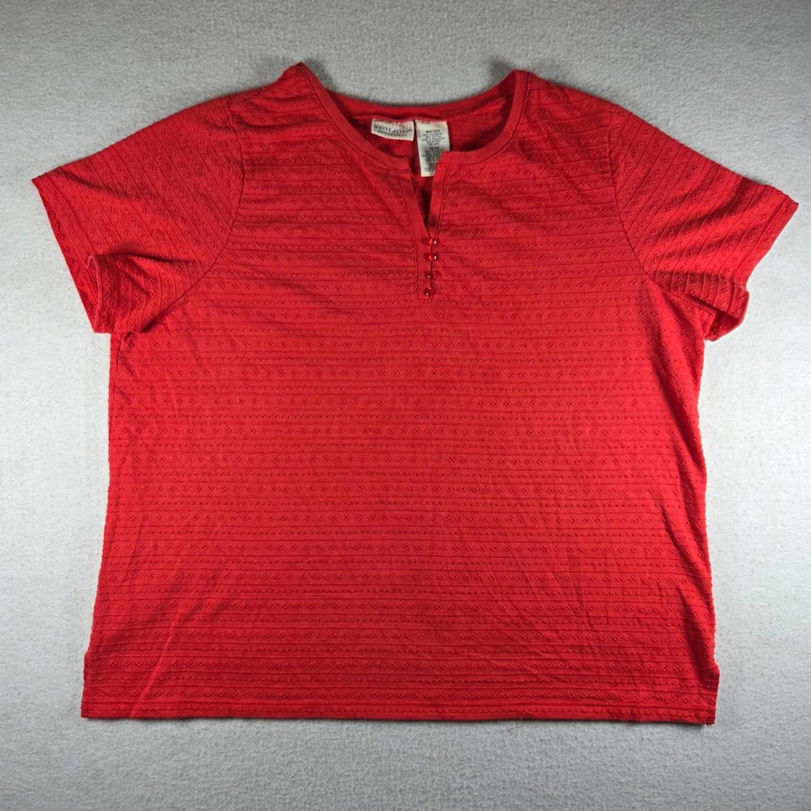 Designer White Stag Womens Short Sleeve Henley Plus 18W/20W Red Top Size XXL / US 16-18 / IT 52-54 - 1 Thumbnail