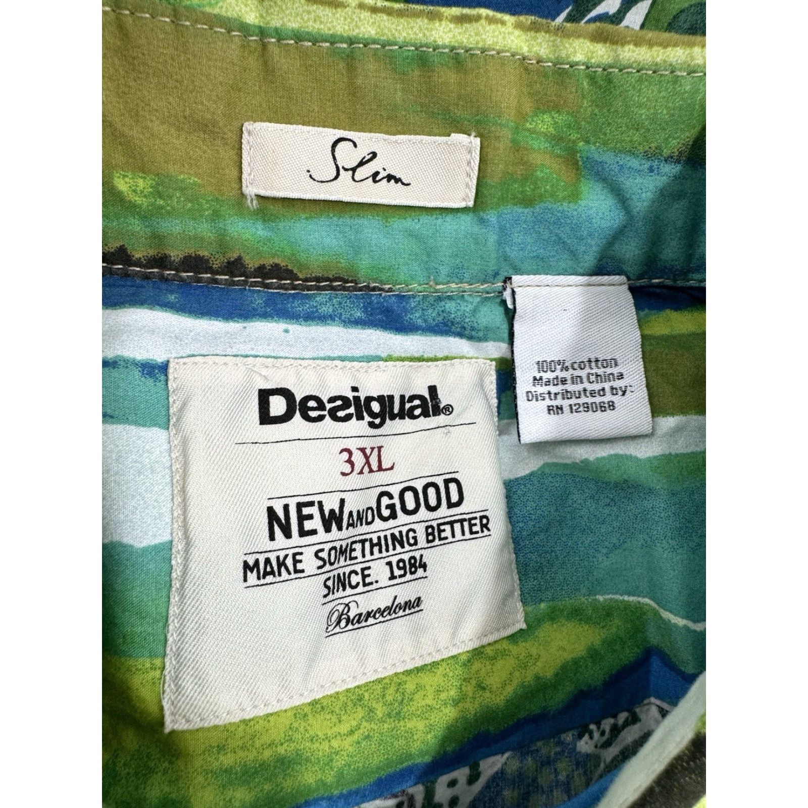 Desigual DESIGUAL Abstract Colorful Mens 3XL Slim Fit Shirt Button-Up Short Sleeve Multicolor Colorful Slimming Men Mens 3XL Shirt Size US XXL / EU 58 / 5 - 5 Thumbnail